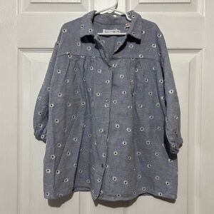 💗 Zara - Girls Blue Floral Button-Up Shirt Dress